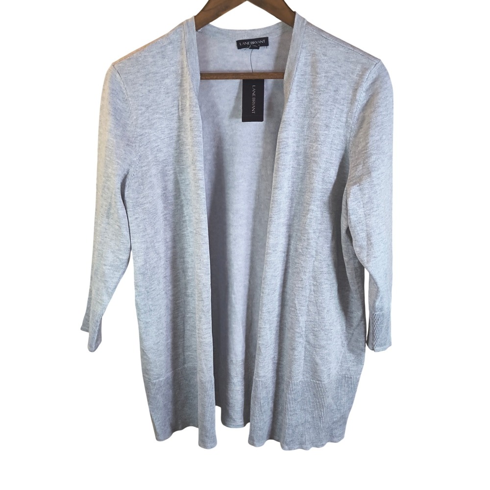 Lane Bryant Cardigan PlusSize Open Front Lightweight Knit Gray Career Minimalist